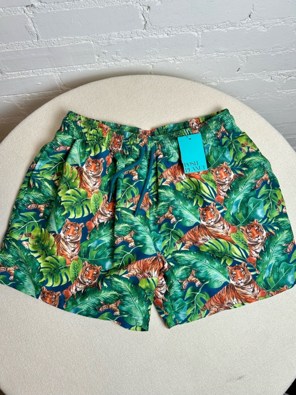NWT Posh Peanut Ranger Tropical Tiger Print Swim Shorts Boys Size 2XL